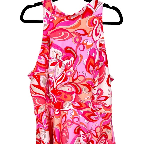 Tahari ASL NWT Halter Tie-Neck Sleeveless Midi Dress Pink & Orange - Picture 6 of 16